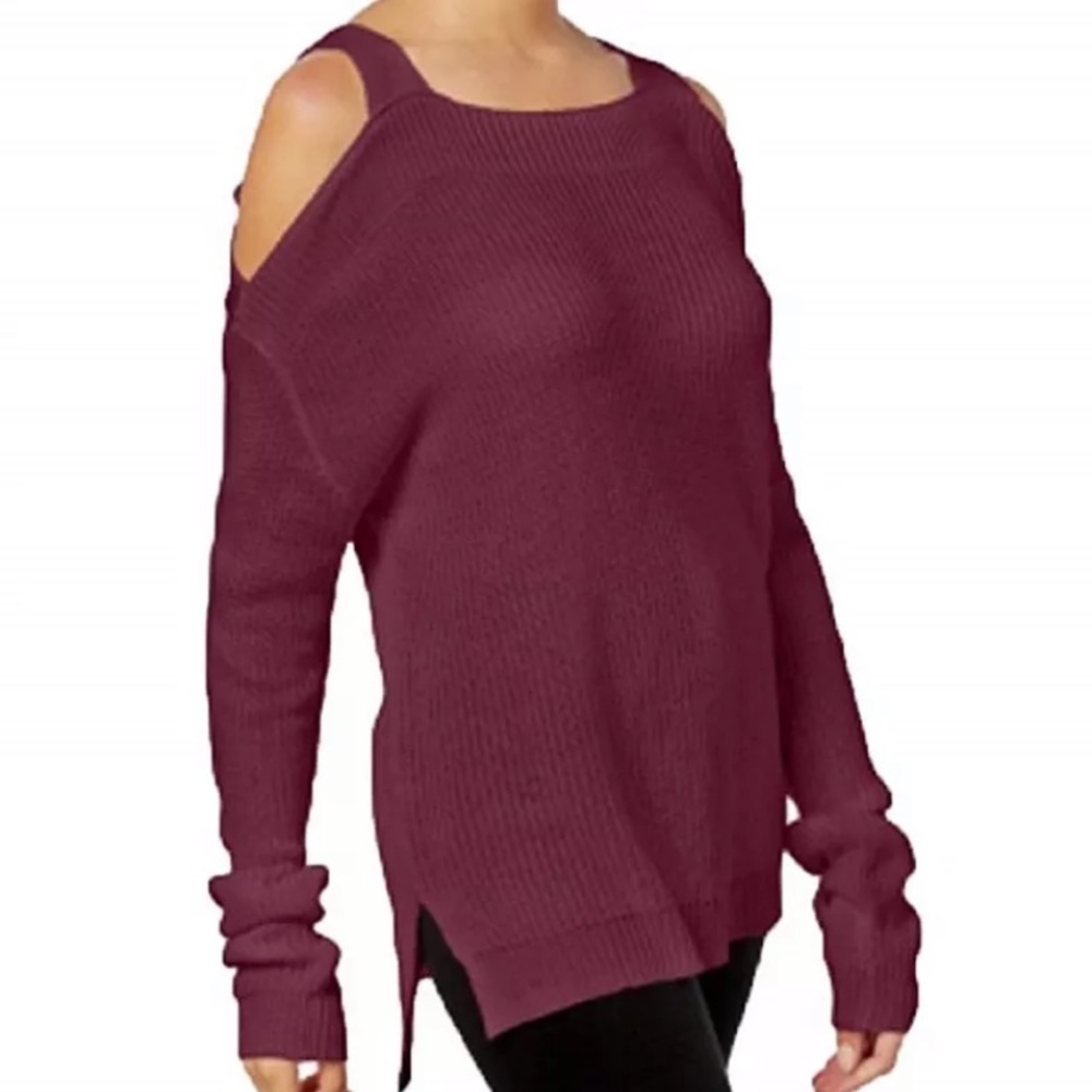Juniors' Knit Cold-Shoulder Sweater